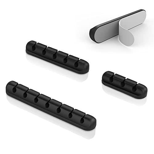 Baskiss cable clips, 3 packs cord management organizer, silicone adhesive hooks, wire cord holder for power cords and charging access