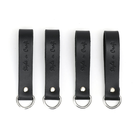 Style N Craft 75202 - Leather D-Ring Loops for Suspender Attachment in Black (4 Piece Set)