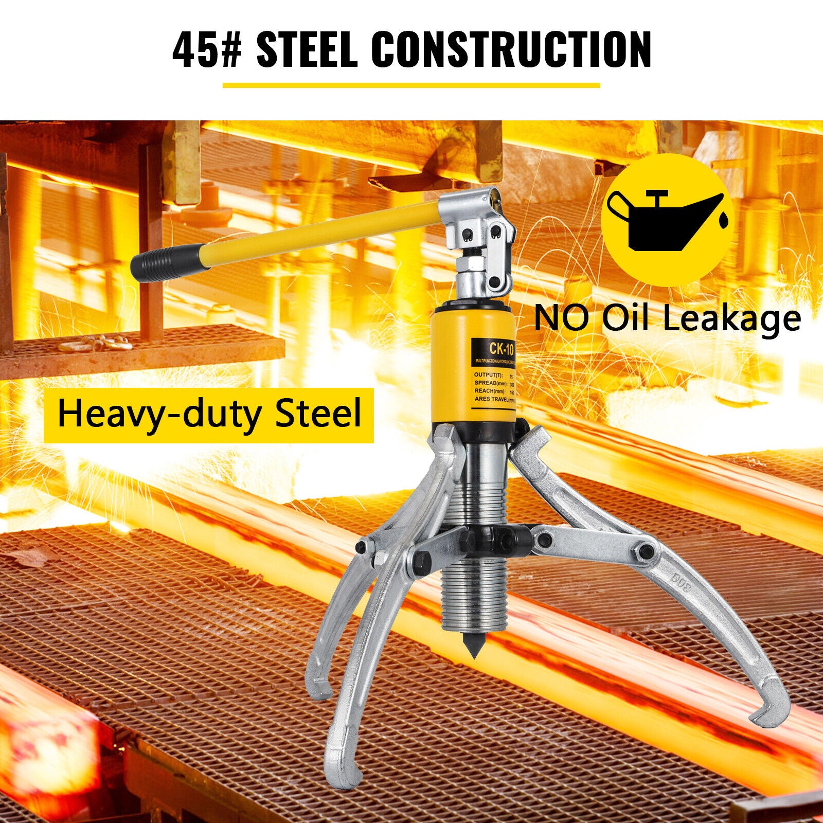 GCP Products 10 Ton Hydraulic Puller, 2/3 Jaw 10