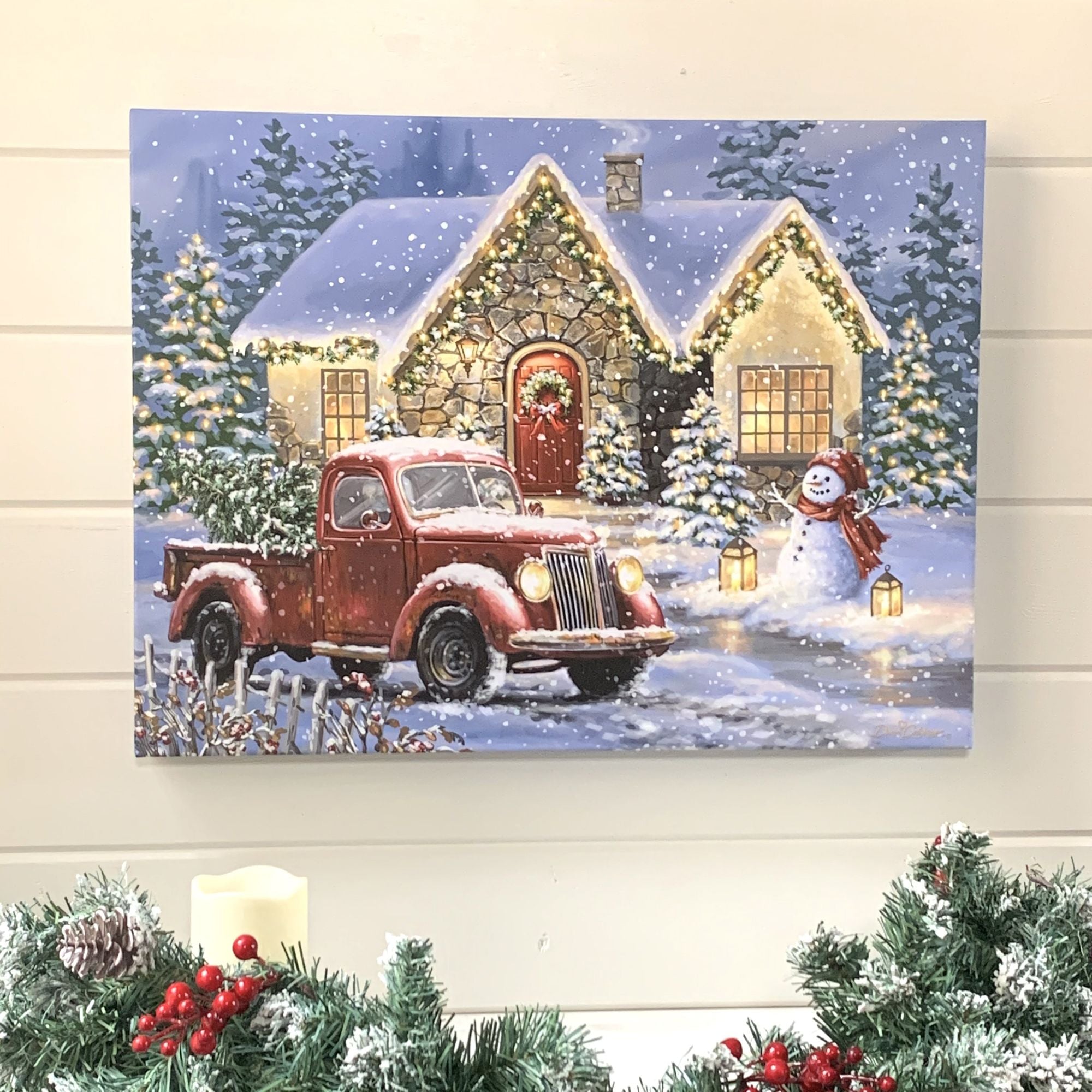 Glow Decor Red and Blue Christmas Light Lane Wall Art Decor 18