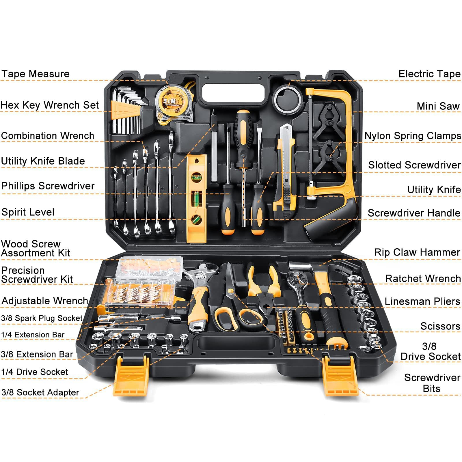 sundpey household tool kit 257-pcs - home auto repair tool set general hand mechanic&s;s tool kit set &a; wrench sets &a; socket &a;