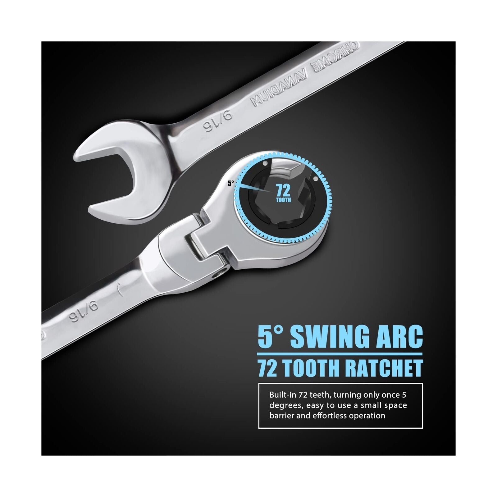 GCP Products &a;#12305;Sae Flex-Head Ratcheting Wrench Combination Wrench Set 10 Pcs/Set