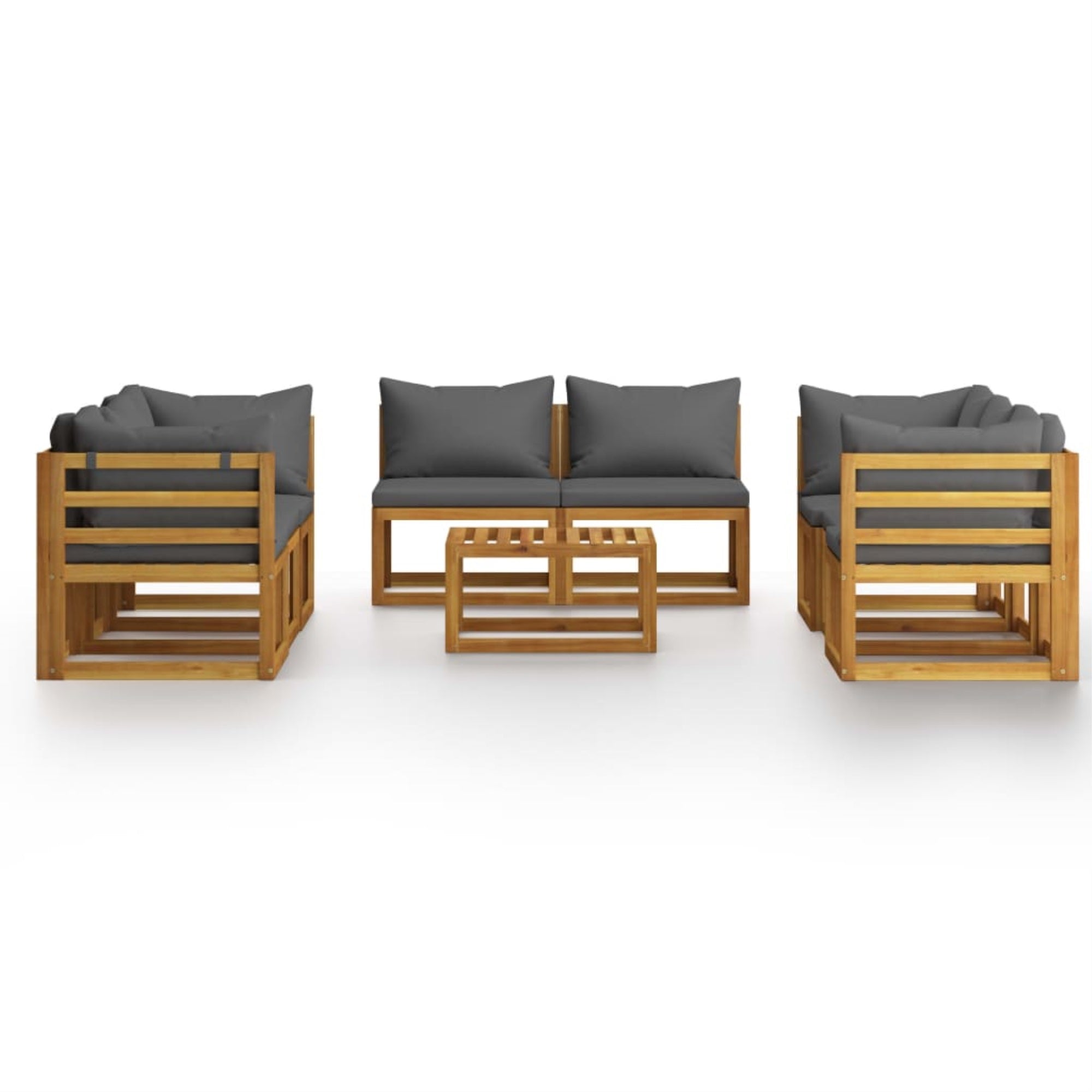 vidaXL 9 Piece Garden Lounge Set with Cushion Solid Acacia Wood Grey