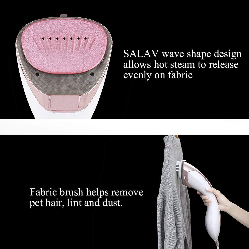 SALAV HS-100-RoseGold DuoPress Hand Held Steamer, All in One Steamer + Iron, RoseGold