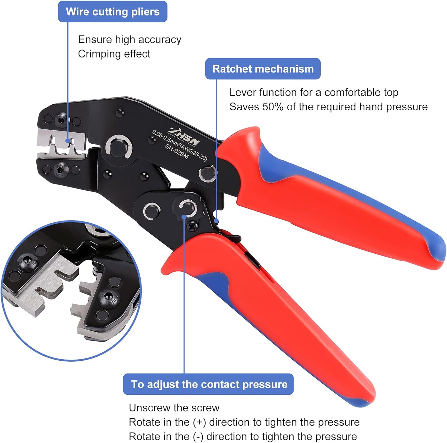 Zhushan Electric Co.,Ltd JST Crimper Set,Zhushan SN-02BM JST Crimp Tool AWG 28-20 (0.08-0.5mm&a;#194;&a;#178;) Dupont Crimper with1550 PCS 2.54mm Du