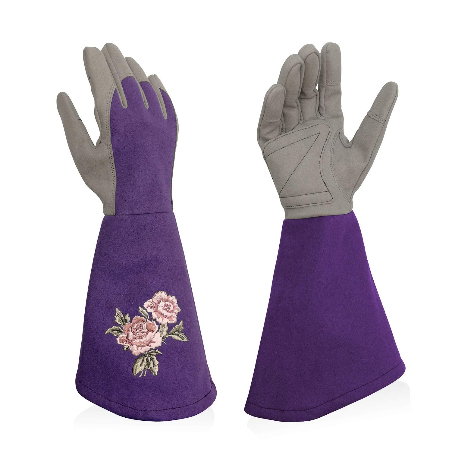 Intra-FIT Rose Pruning Gloves Thorn Proof, Embroidery Leather Gardening Gloves with Extra Long Forearm Protection