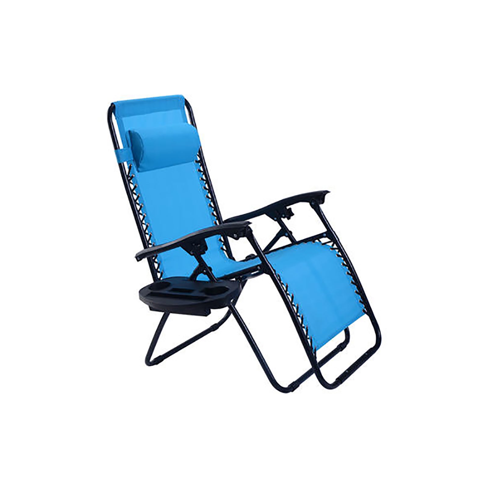 Gymax 2pc. Folding Zero Gravity Reclining Lounge Chair Set - Blue