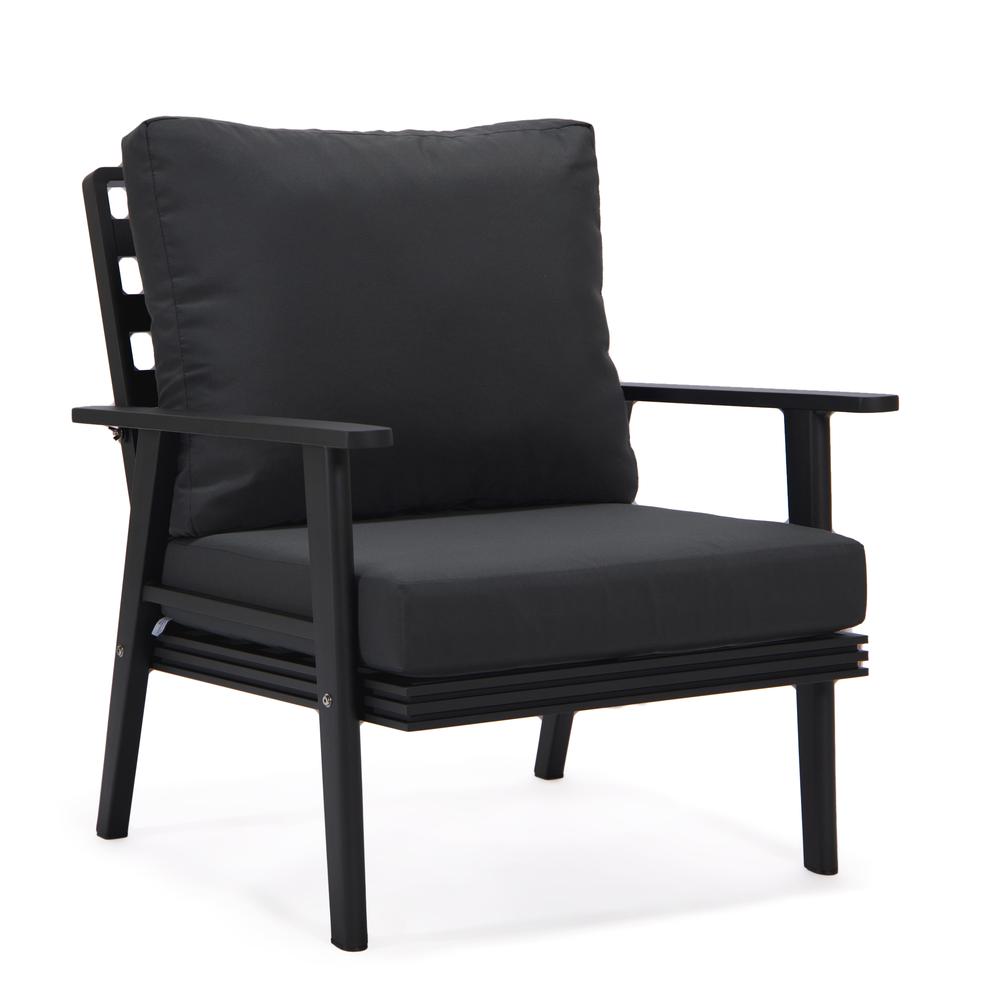 Leisuremod 3-Piece Outdoor Patio Set with Black Aluminum Frame and Loveseat and Armchairs
