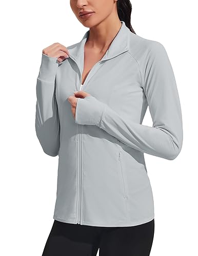 COOrun Women Full Zip UPF 50+ Sun Protection Hoodie Jacket Long Sleeve Sun Shirt Hiking Outdoor Performance with Pockets