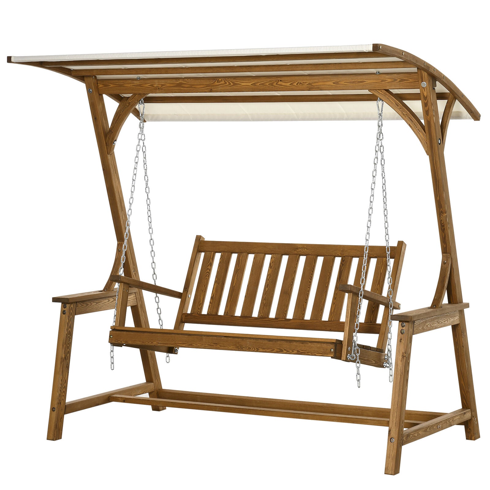 GCP Products 2 Seater Porch Swing With Canopy Wooden Patio Swing Chair Outdoor Swing Seat