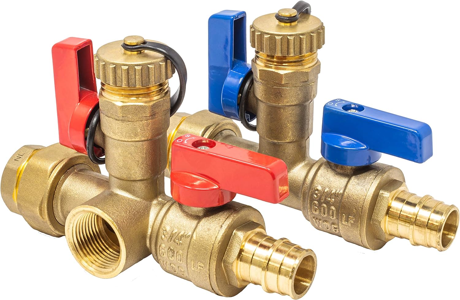 Libra Supply Lead Free 3/4 inch Expansion PEX Tankless Water Heater Isolation Valve Kit(Not Crimp PEX), with Pressure Relief Valve, FNPT x E
