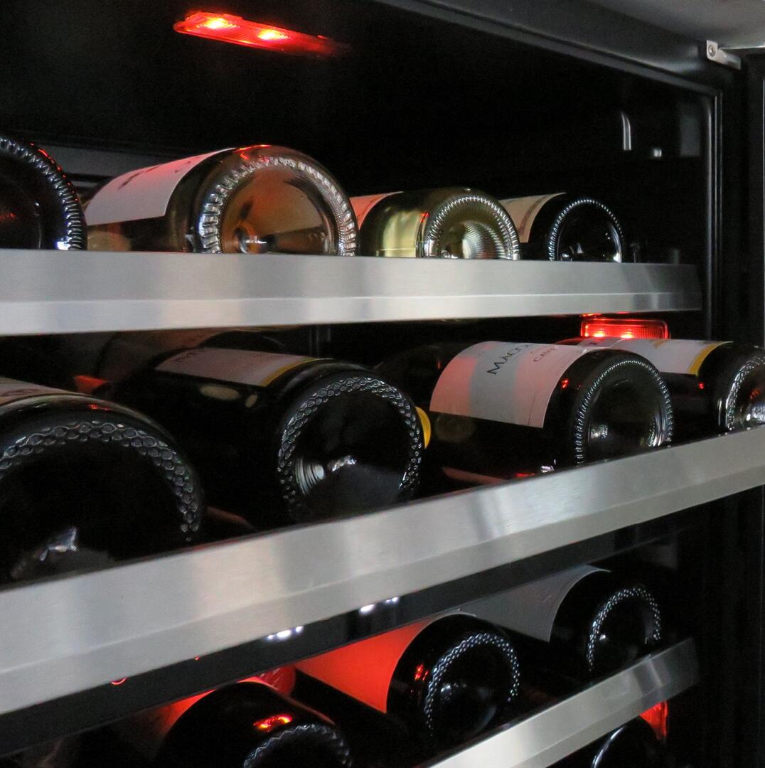 XO U24WDZGSR 24 inch Stainless Steel Dual Zone Wine Cooler|46 Bottle Capacity|5 Wine Racks |Precise Temperature Digital Controls