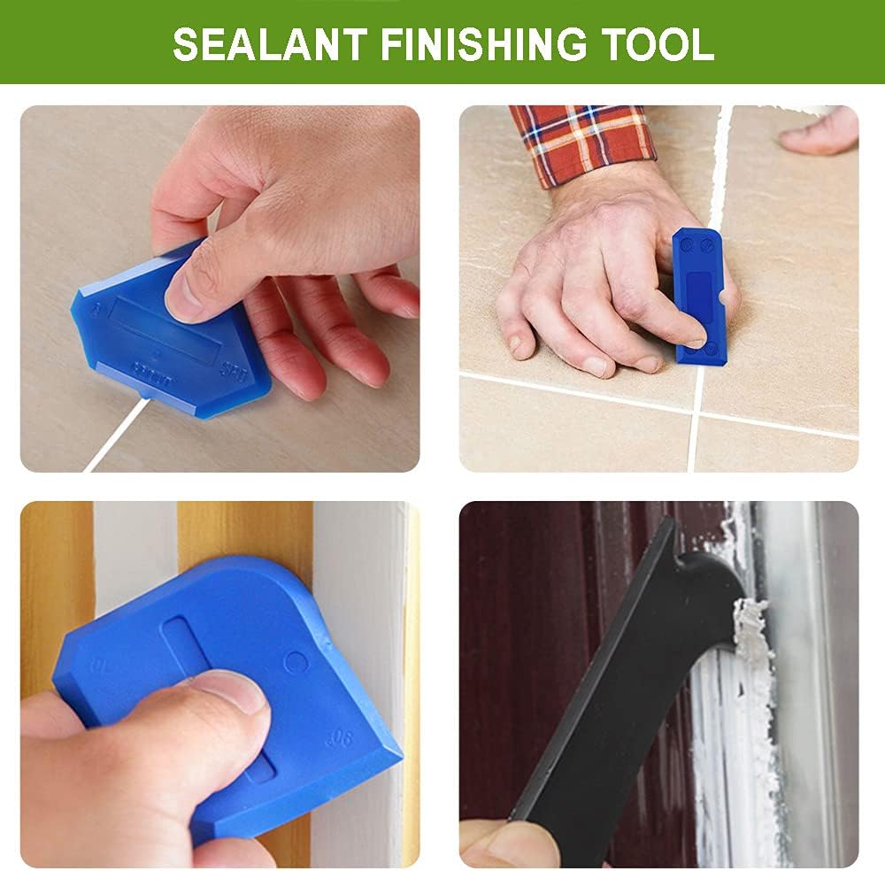 BANATOS 5 in 1 Caulking Tools- Sealant Finishing Tool(Stainless Head) - Silicone Sealant Mastic Remover Tool Grout Remove Scraper Silic