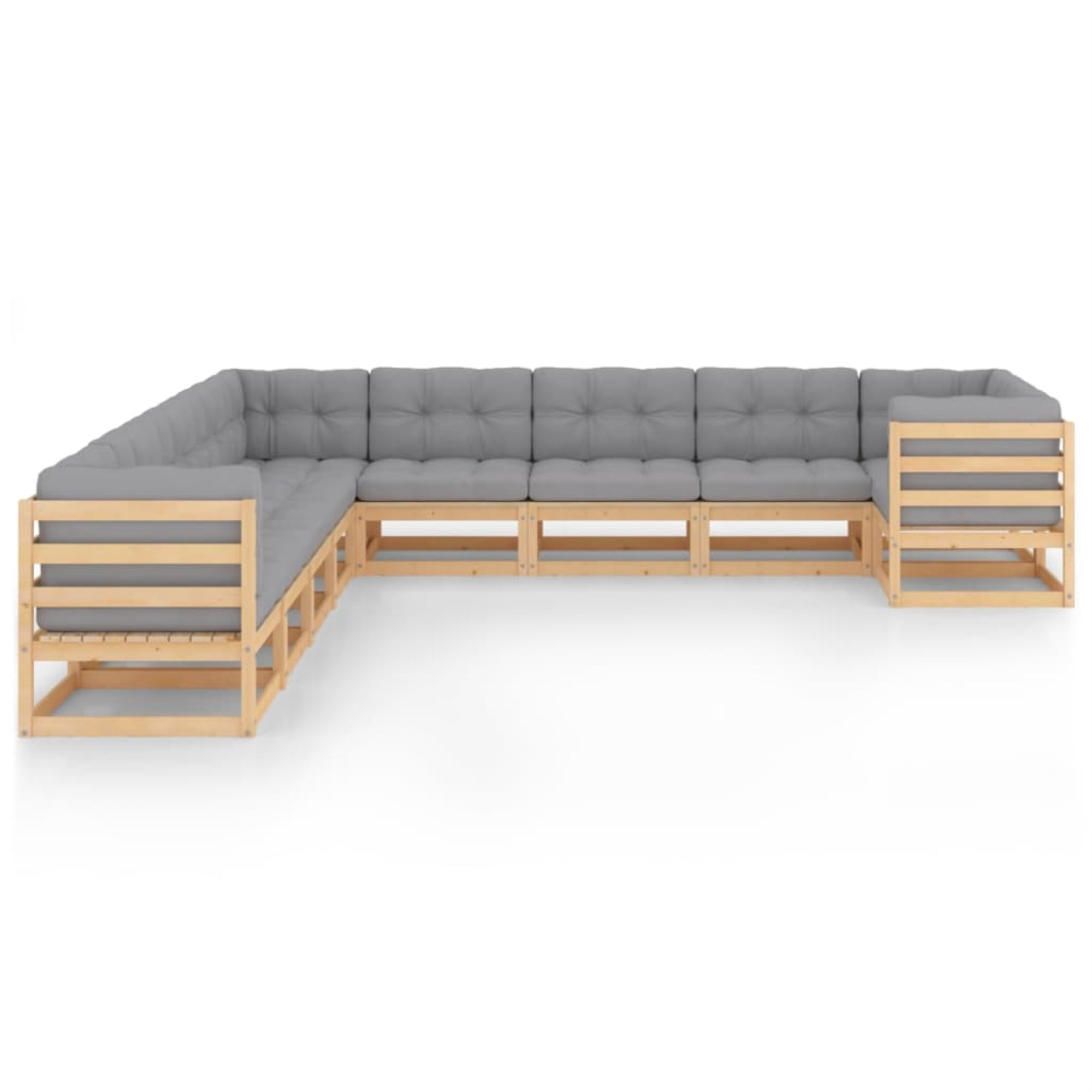 vidaXL 10 Piece Garden Lounge Set with Cushions Solid Pinewood Brown