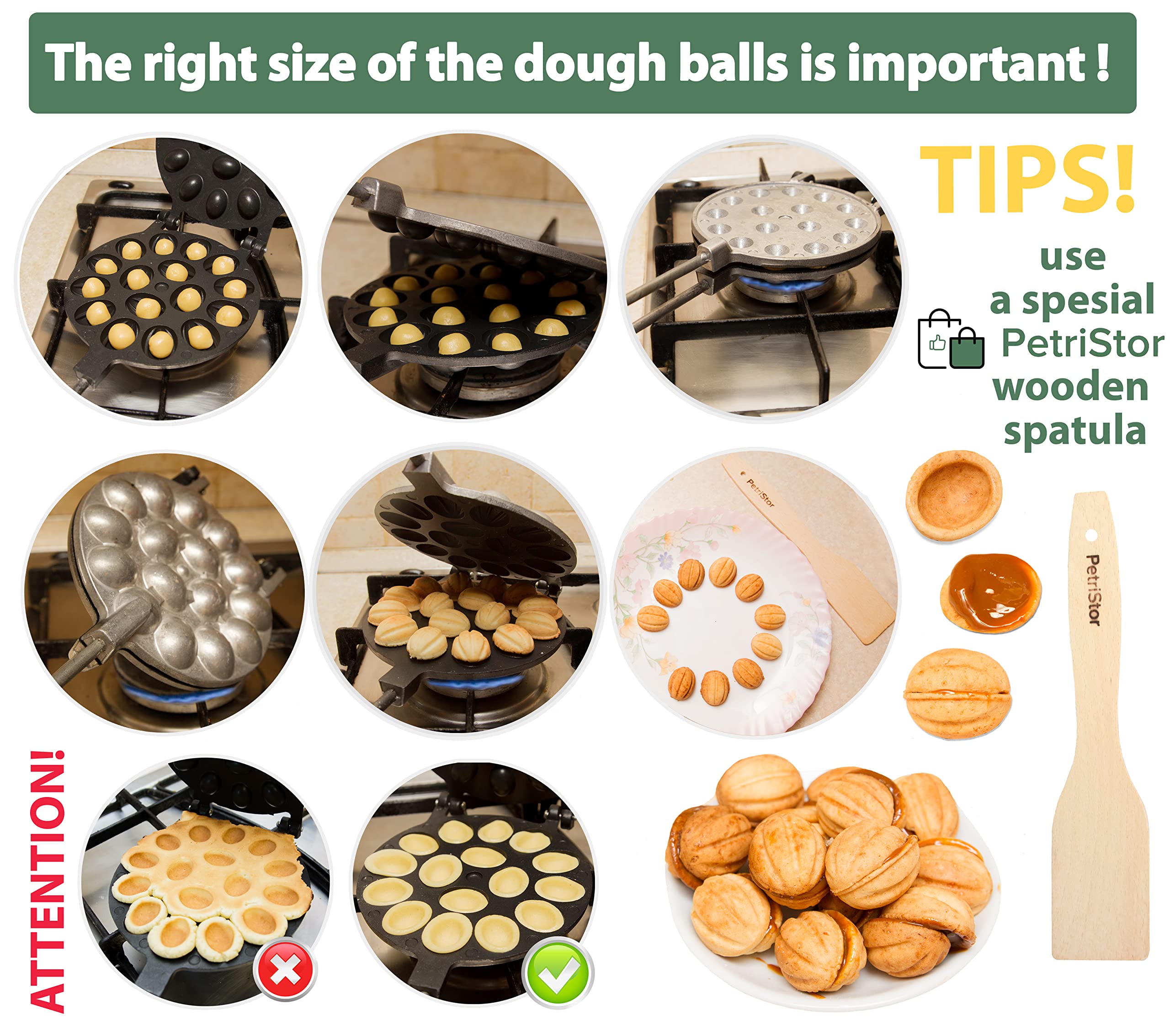 PetriStor Walnut Cookie Mold Maker 16 halves Non-stick Cookies Pastry by PetriStor