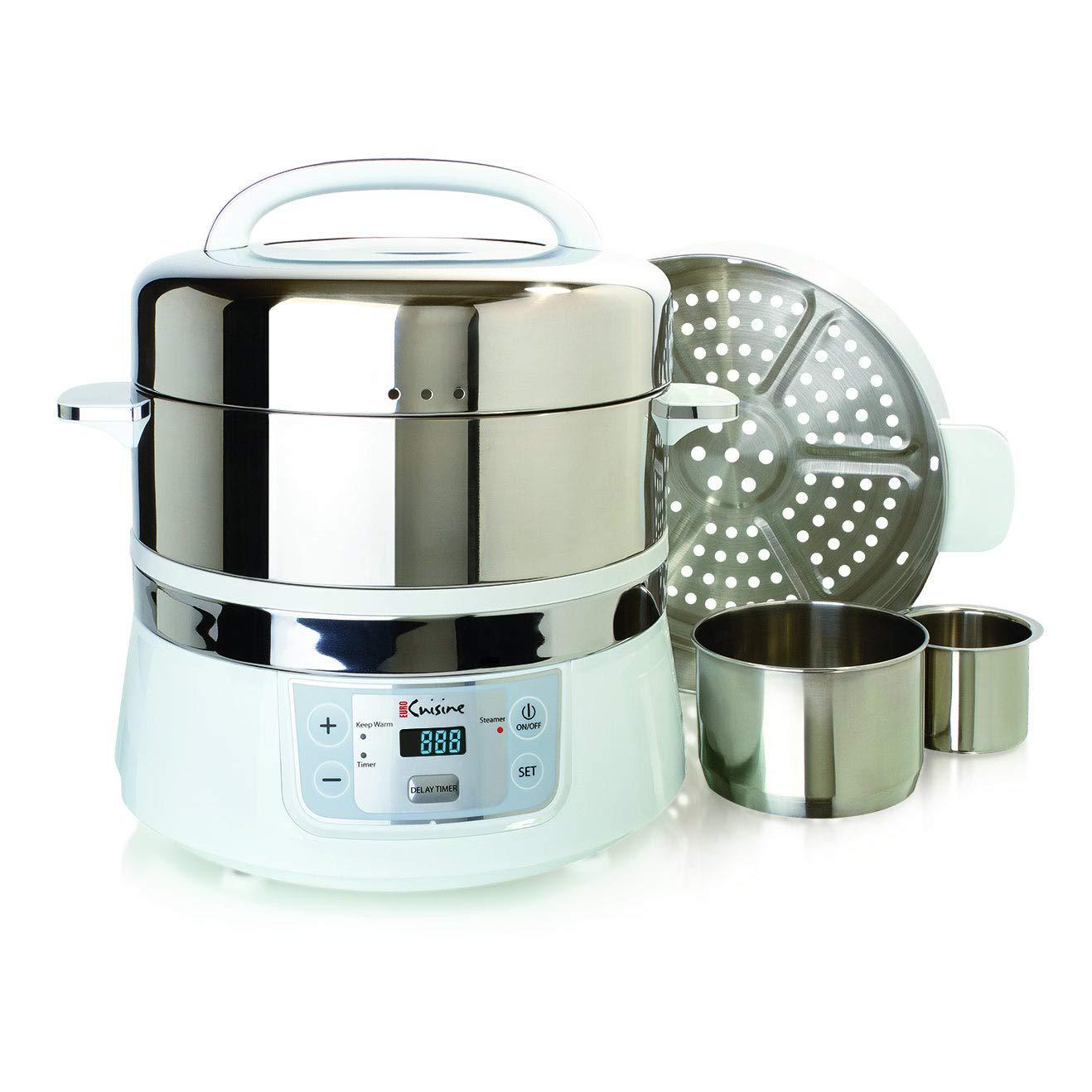 Unknown1 stainless steel electric food steamer white metal programmable ready indicator light