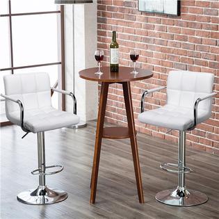 Yaheetech Adjustable Bar Stools Breakfast Barstool with Back and Arms Leather Swivel Barstool Chairs w/Gas Lift for Home/Kitchen/Office
