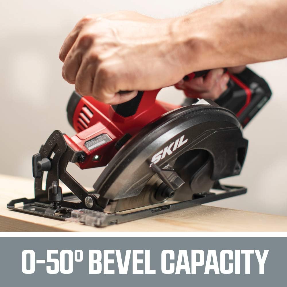 Skil 20V 6-1/2 Inch Cordless Circular Saw, Includes 2.0Ah PWRCore 20 Lithium Battery and Charger - CR540602