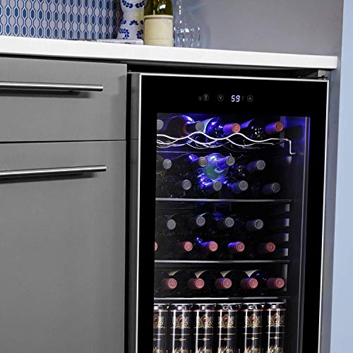 Antarctic Star 36 Bottle Wine Cooler/Cabinet BeverageRefrigerator Small Mini Red &a; White Wine Cellar Beer Soda Counter Top Bar F