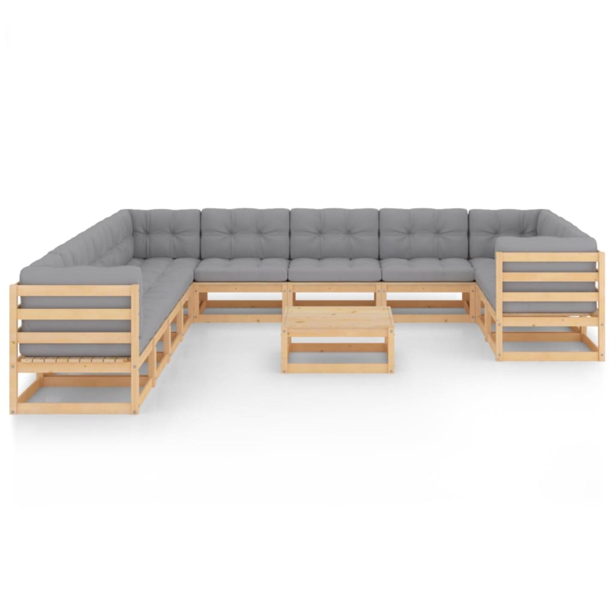 vidaXL 12 Piece Garden Lounge Set with Cushions Solid Pinewood Brown