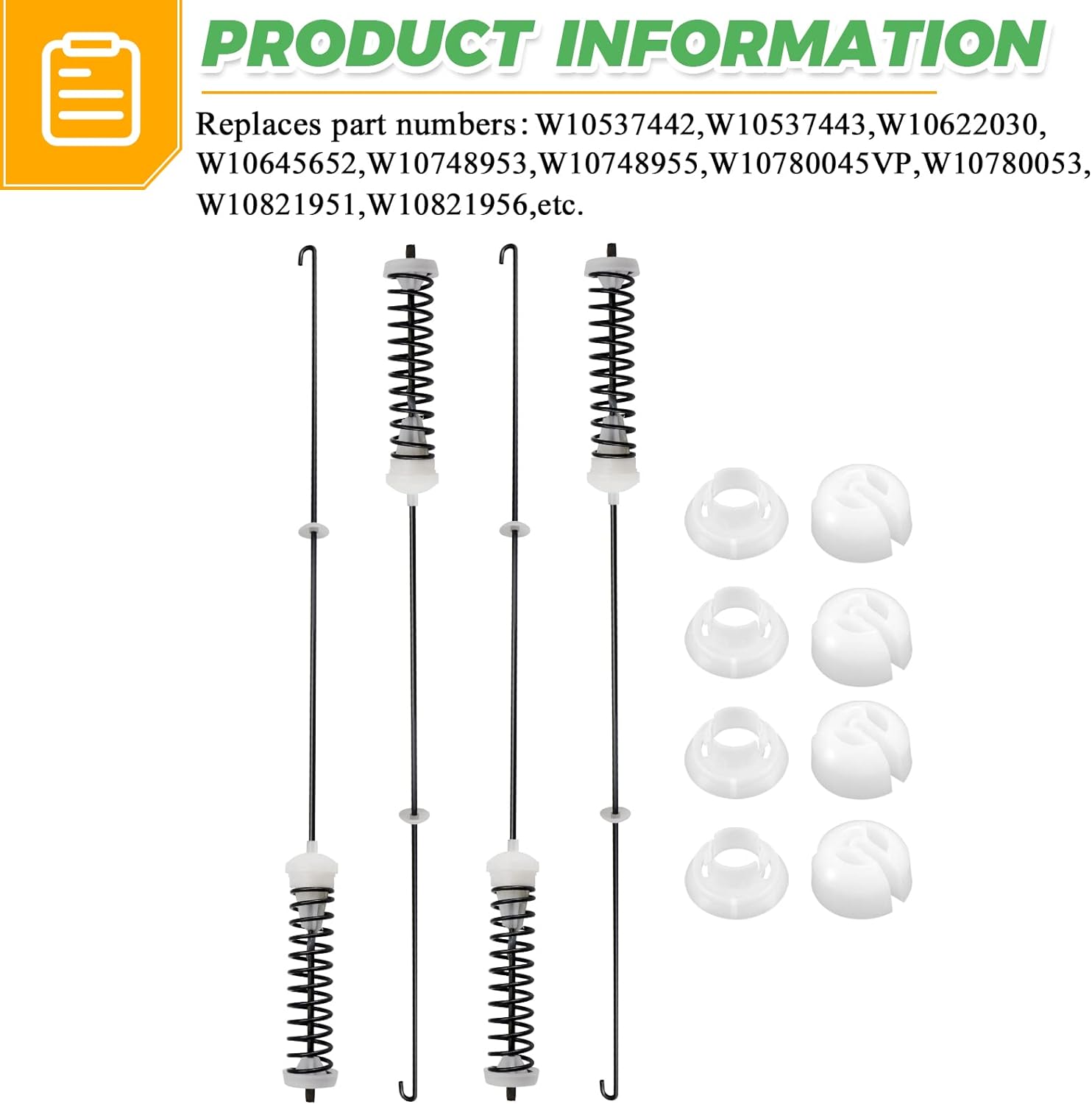 Techecook Updated W10780045 Washer Suspension&a;#194;&a;#160;Rod Kit  - Replacement for Whirl-pool Ken-more Amana Maytag Washing Mach