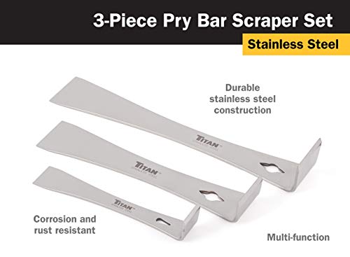 Titan Tools Titan 17007 3-Piece Stainless Steel Pry Bar Scraper Set