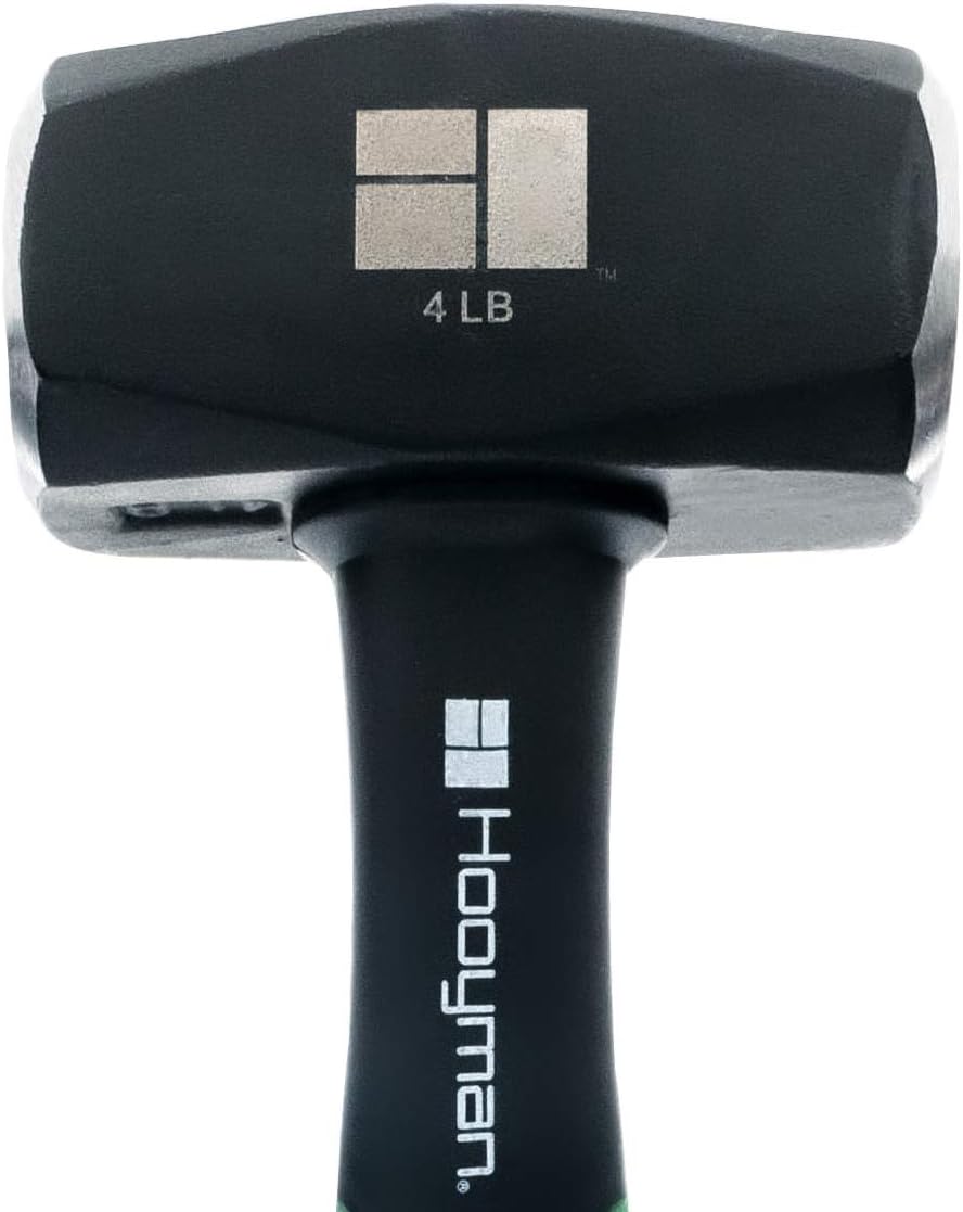 Hooyman Sledge and Club Hammer with Heavy Duty Construction, Ergonomic No-Slip H-Grip Handle, Fiberglass Core, High Strength Steel for