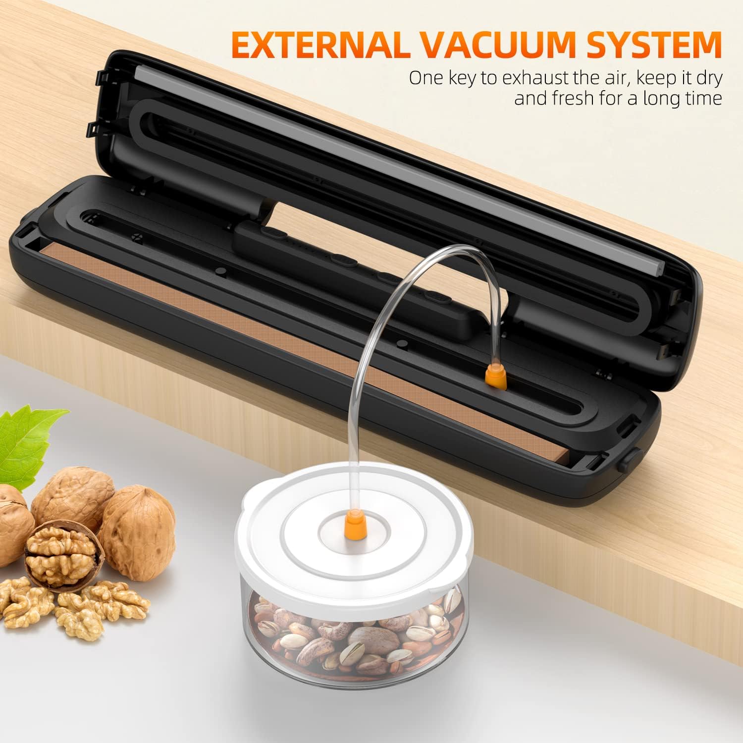 CALOTO Vacuum-Sealer-Machine - Food Vacuum Sealer for Food Saver - Automatic Air Sealing System for Food Storage Dry and Moist Food Mo