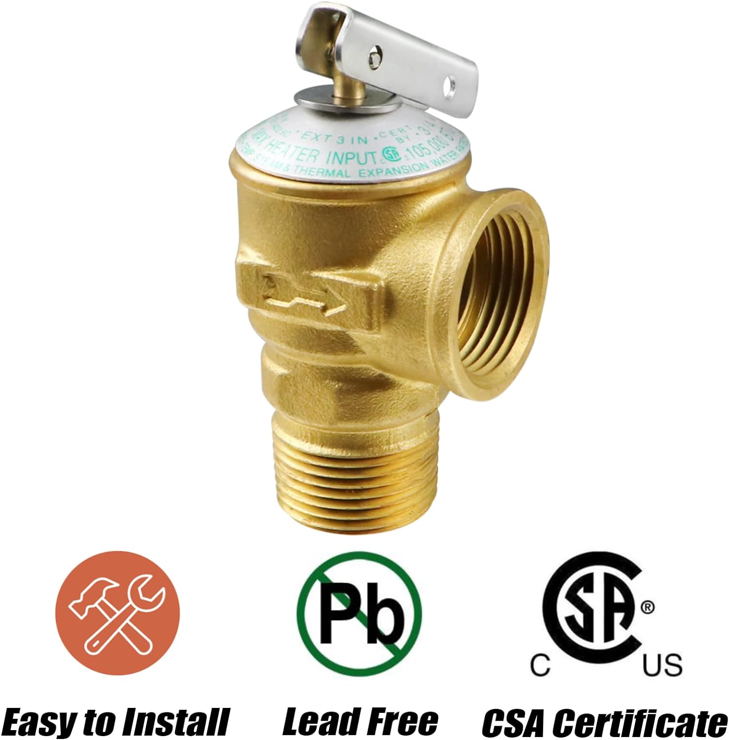 Iococee 3/4 Inch IPS Isolator Tankless Water Heater Service Valve Kit with Pressure Relief Valve, Clean Brass, 3/4 Inch Service Install