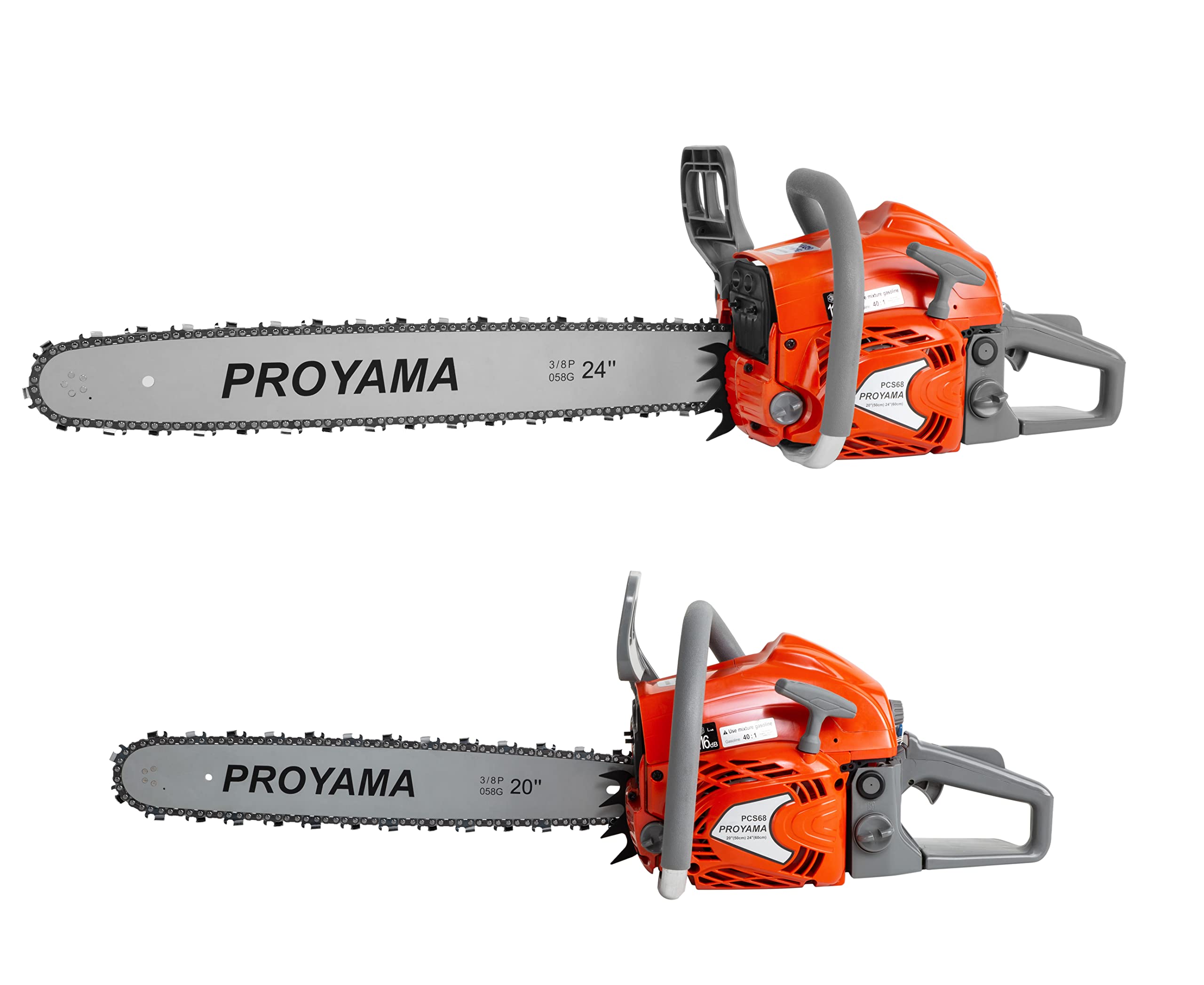 PROYAMA 68cc 2-cycle Top Handle gas Powered chainsaw 24 Inch 20 Inch Petrol Handheld cordless chain Saw for Tree Wood cutting