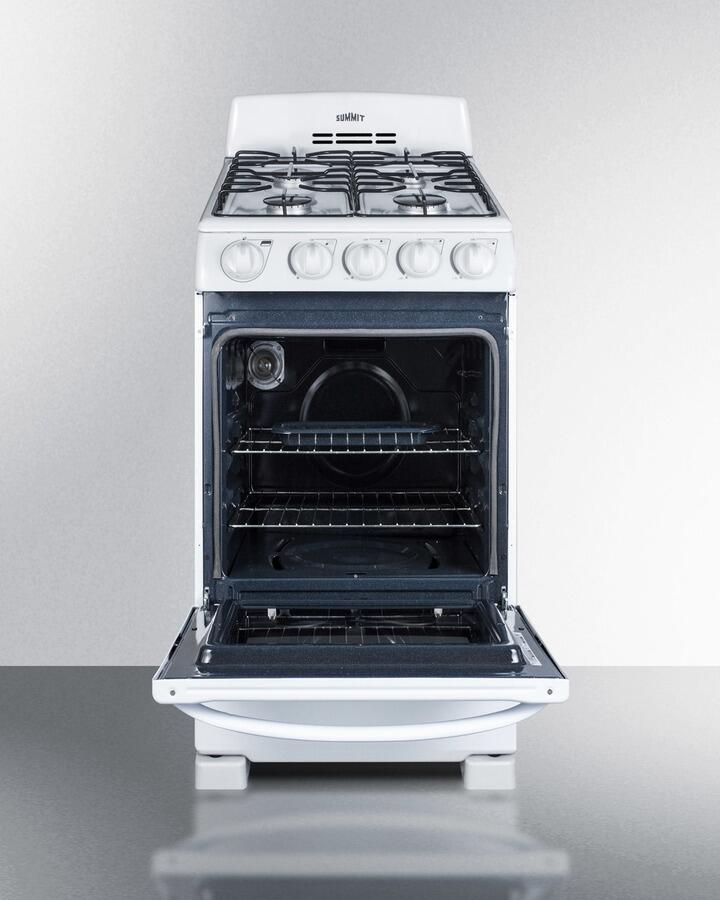 Summit RG200WS 20 Freestanding Gas Range with 4 Burners  2.3 cu. ft. Oven Capacity  Broiler Compartment  ADA Compliant  in White