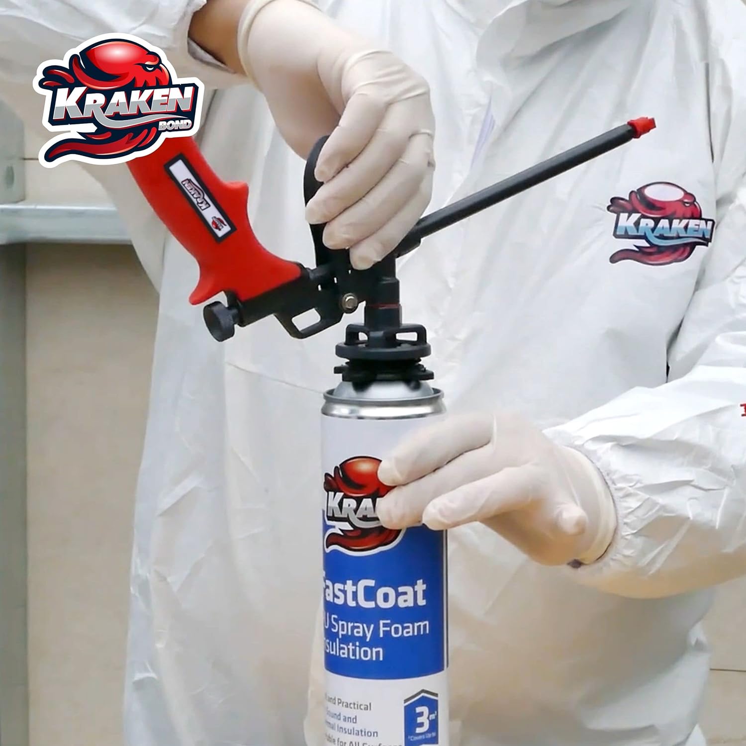 Kraken Bond Spray Foam Gun - Professional Insulation for Window and Door, Great Applicator for Caulking, Sealing | Metal Body C