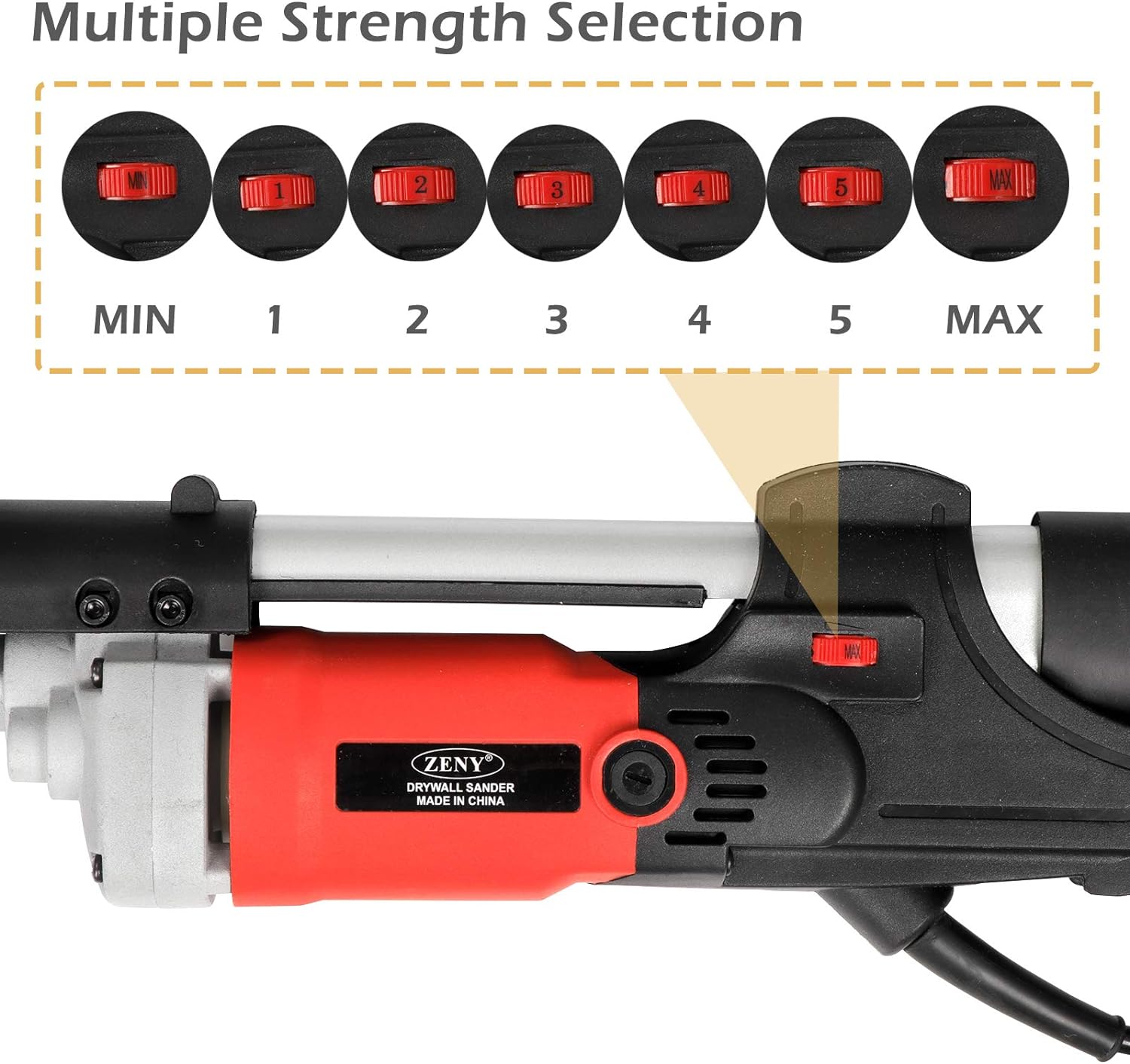 Zeny 800W Electric Drywall Sander Adjustable Variable Speed w/ 6 Sand Pads