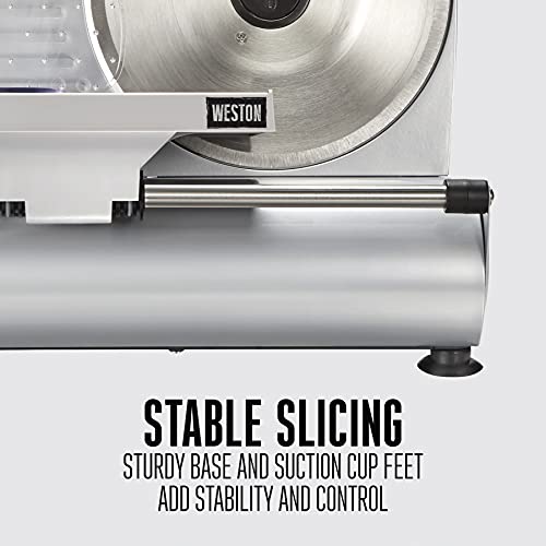 Weston Electric Meat Cutting Machine, Deli &a; Food Slicer, Adjustable Slice Thickness, Removable 9??Stainless Steel Blade, Non-Sl
