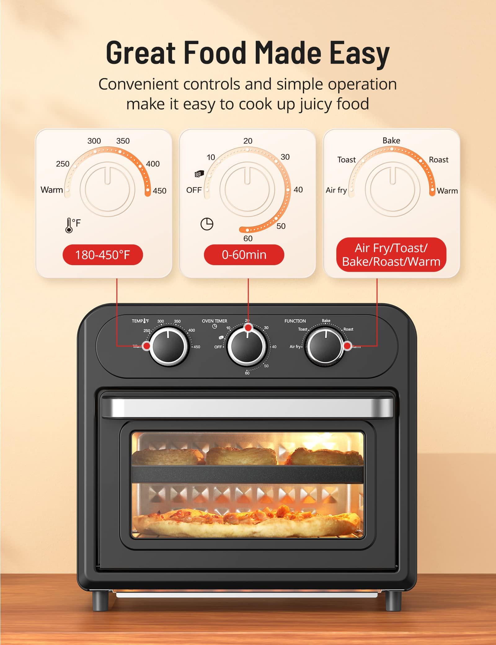 PARIS RH&a;#195;&a;#148;NE air fryer, paris rhne 14.8 quart toaster oven, 5-in-1 convection oven for 4-slice toast, 9-inch pizza, knob-controlled kitche