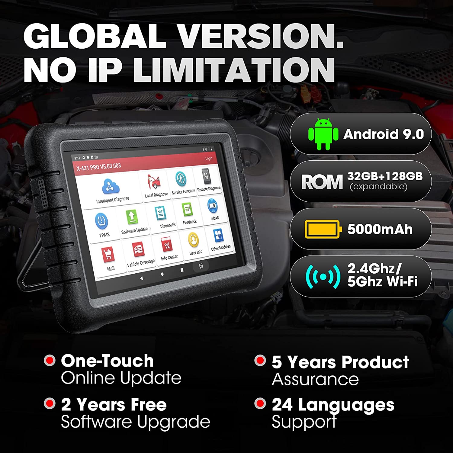LAUNCH X431 PROS V+ Car Diagnostic Scan Tool Key Programmer,ECU Coding,35+ Reset  OEM Full System  AutoAuth for FCA SGW