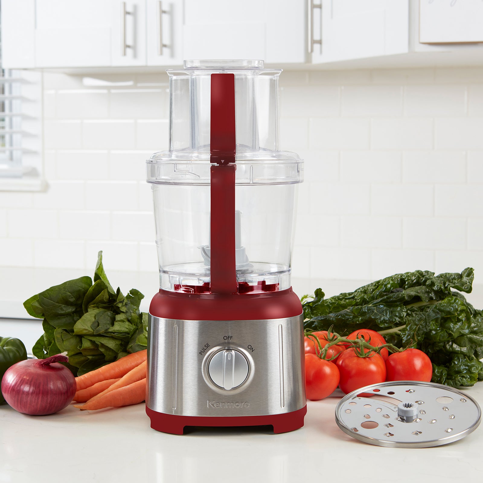 Kenmore KKFP11CR 11-Cup Food Processor and Vegetable Chopper - Red and Silver