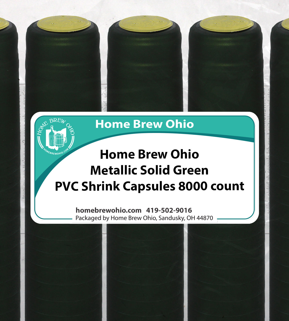 HOME BREW OHIO HOMEBREWOHIO.COM Home Brew Ohio Metallic Solid Green PVC Shrink Capsules 8000 count