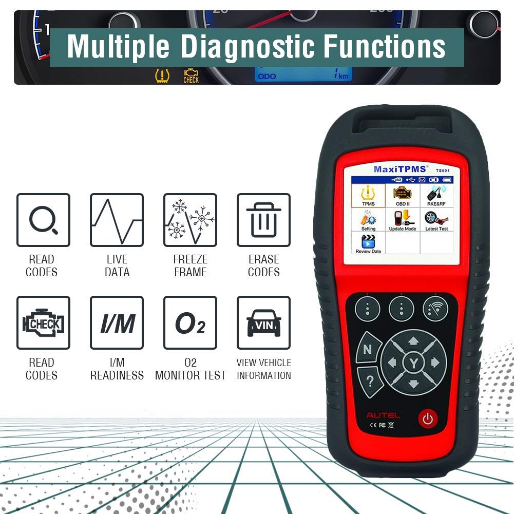 Autel TS601 Automotive Diagnostic Scan Tool for TPMS Check/Relearn/Sensor Programming, Full OBDII Functions, Printing Data