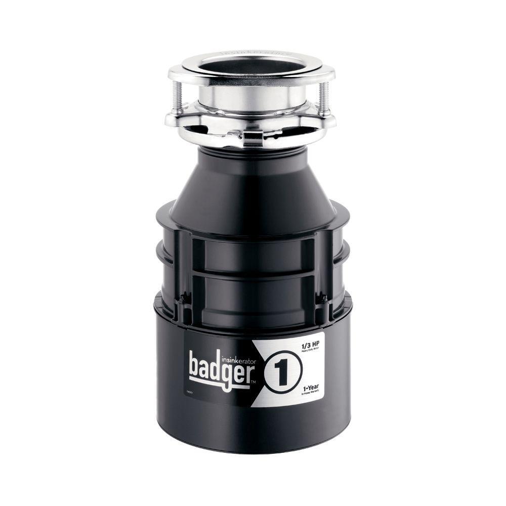 Insinkerator BADGER 1 Badger 1 1/3 HP Continuous Feed Garbage Disposal in Black