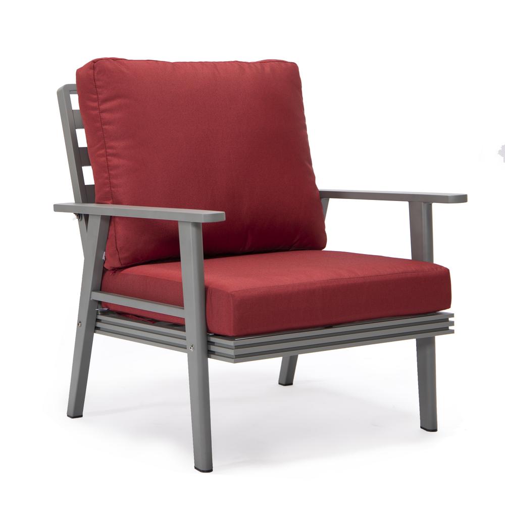 Leisuremod 3-Piece Outdoor Patio Set with Grey Aluminum Frame and Loveseat and Armchairs