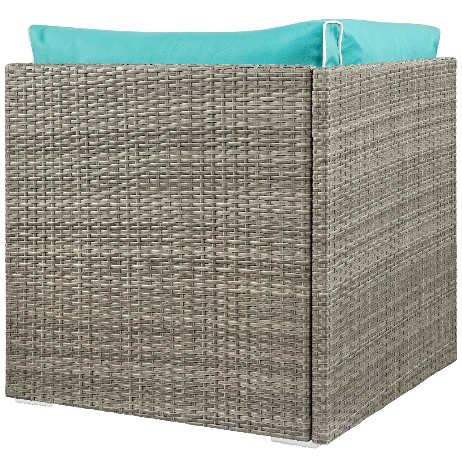 LexMod Repose Outdoor Patio Corner in Light Gray Turquoise