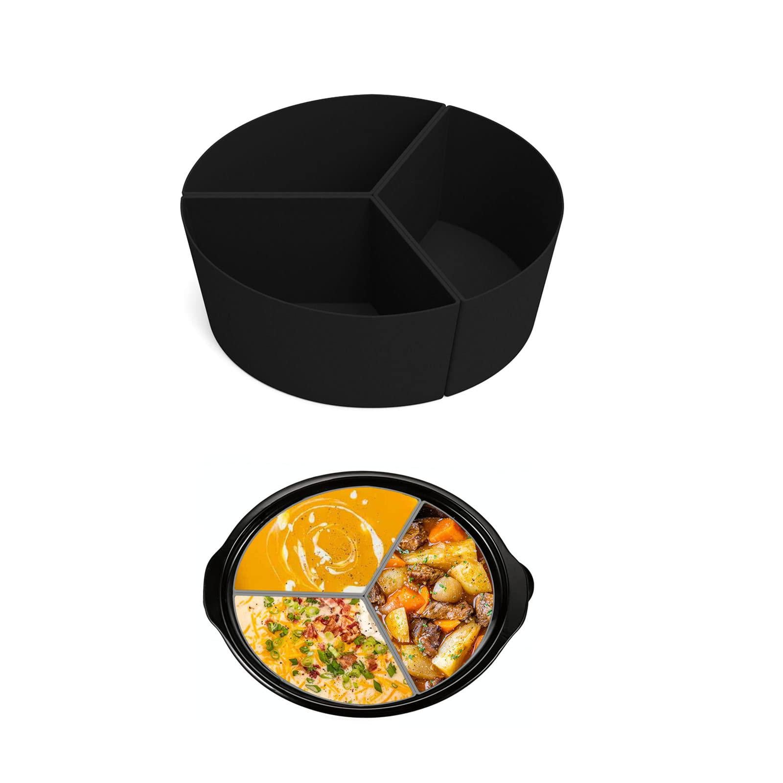 Yesness silicon slow cooker divider for 6 qt crockpot, cooking 3 kinds of food once,3 grids silicone crockpot divider, cooking liner