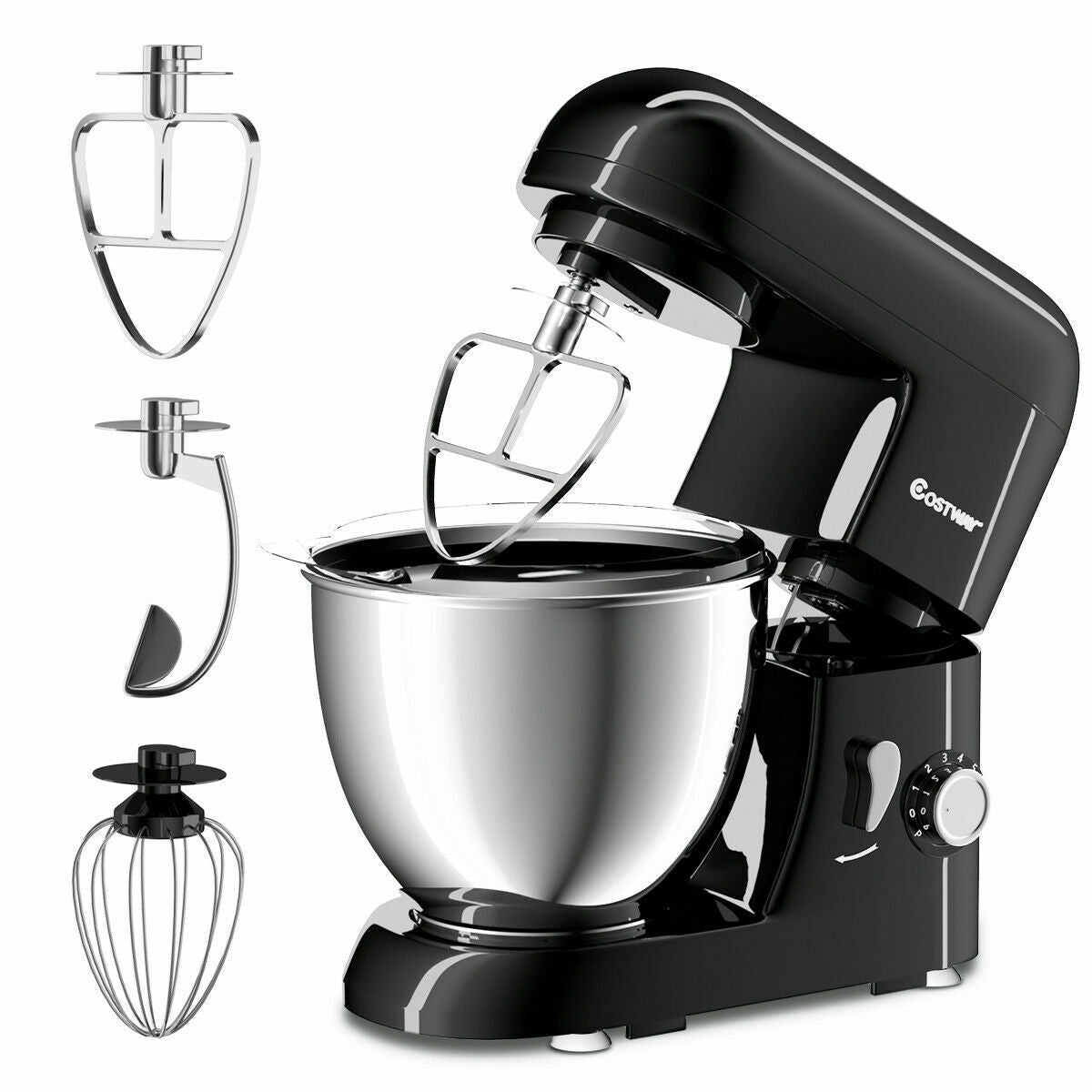 Great Choice Products 6-Speed Electric Food Mixer 550W Tilt-Head 4.3Qt Stainless Steel Bowl