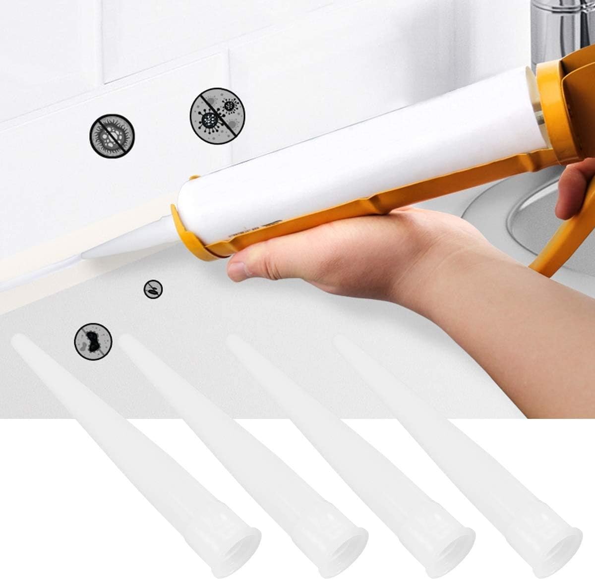 Oriental Sunshine 30pcs Plastic Caulking Gun extender Caulk Nozzle Tip Tool for Sausage Caulking Gun, Caulk Nozzles Applicator, Easy To Use, Whit