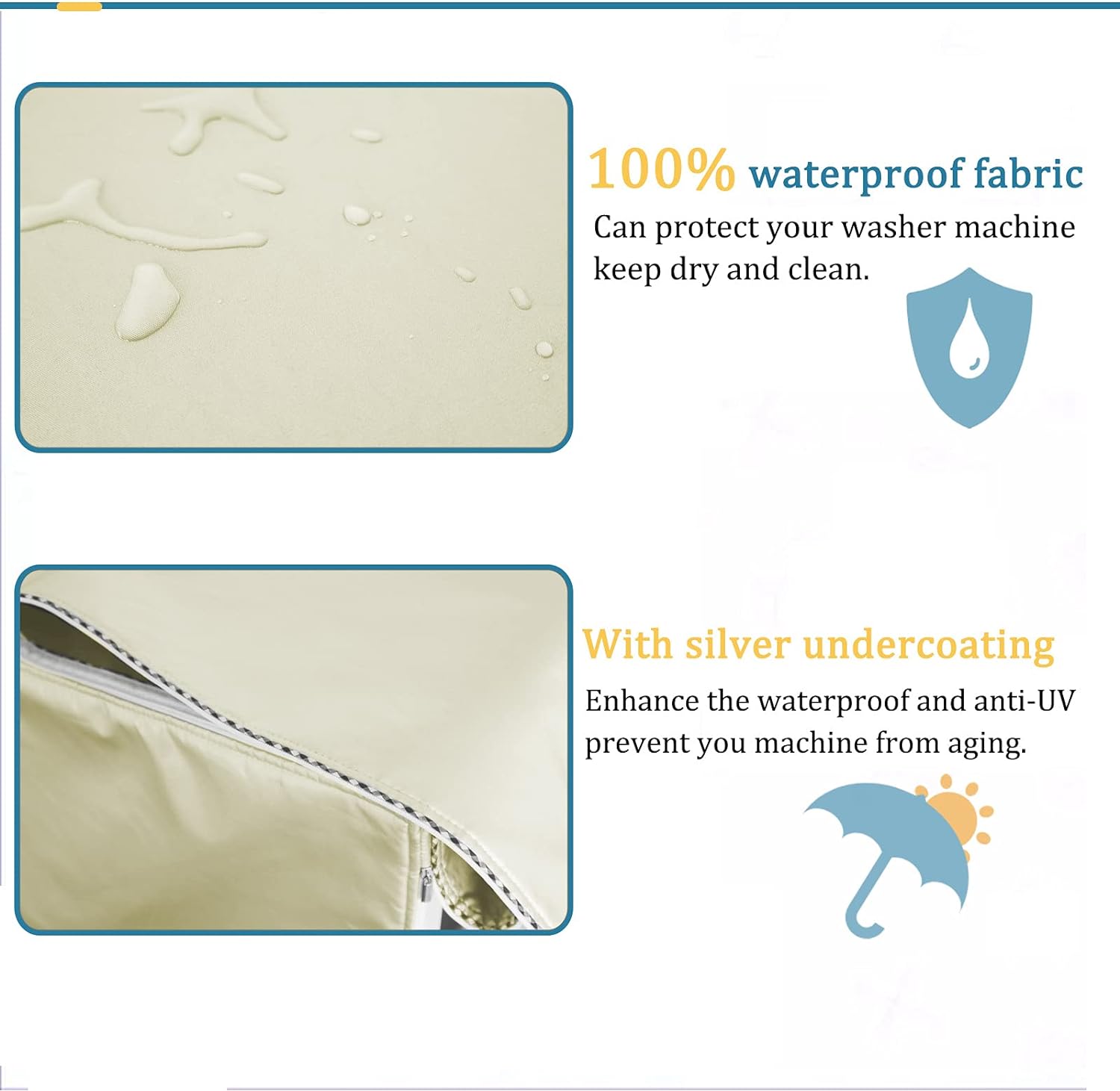 AKEfit Washing Machine Cover,Pre-Window Design Waterproof Dustproof Washer/Dryer Cover for Outdoor Top Load or Front Load with Zipper