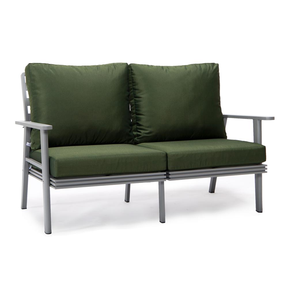 Leisuremod 3-Piece Outdoor Patio Set with Grey Aluminum Frame and Loveseat and Armchairs