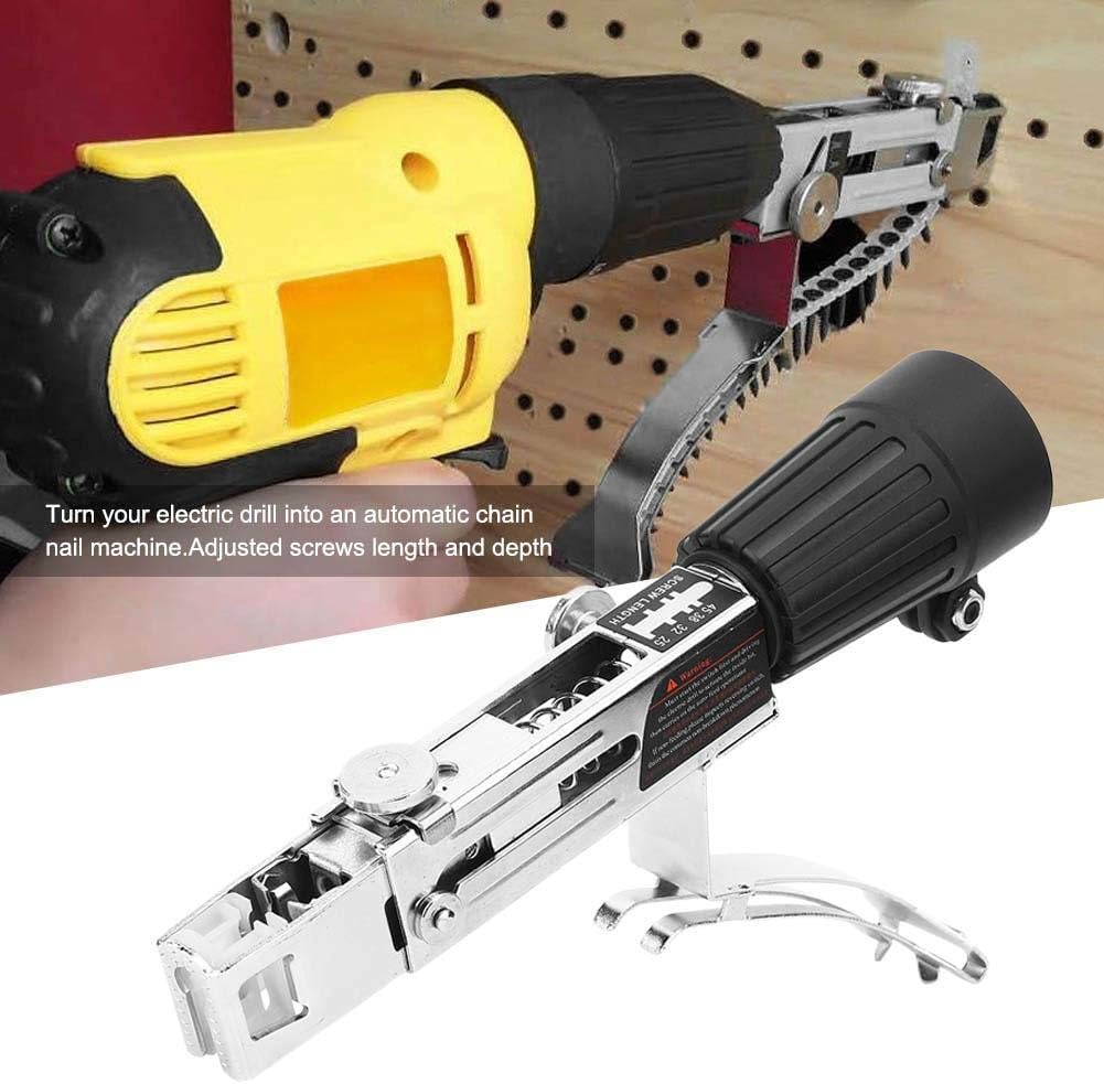 Leftwei Chain Nail Gun Adapter, Adjustable Automatic Chain Nail Machine Automatic Chain Nail Gun Chain Screw Nailer Adapter for Nail Bo