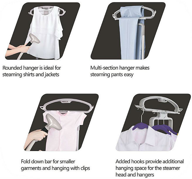 SALAV Professional Series Dual Bar Garment Steamer with Foot Pedals, GS45-DJ Silver
