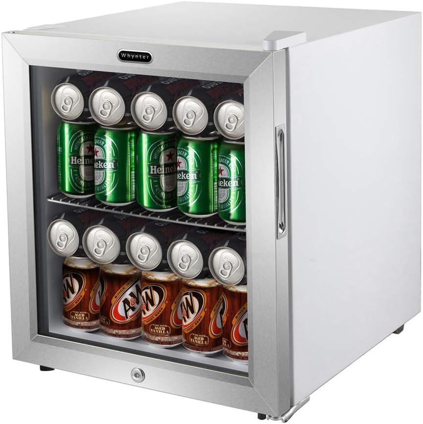 Whynter 62 Can Capacity Stainless Steel Beverage Refrigerator with Lock